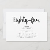 Simple White Invitation de fête du 85e anniversair (Devant)