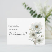 Simple white mint green spring floral Bridesmaid Kaart (Staand voorkant)