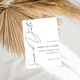 Simple White Modern Script Wedding Save The Date