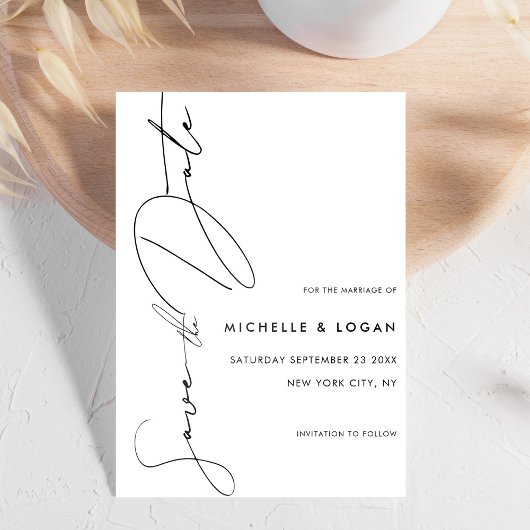 Simple White Modern Script Wedding Save The Date