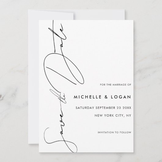 Simple White Modern Script Wedding Save The Date (Voorkant)