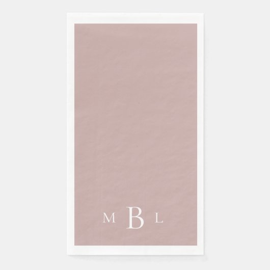 Simple White Monogram Dusty Roos Wedding Servet (Voorkant)