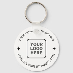 Simple White Promotion Company Name Logo Website Sleutelhanger