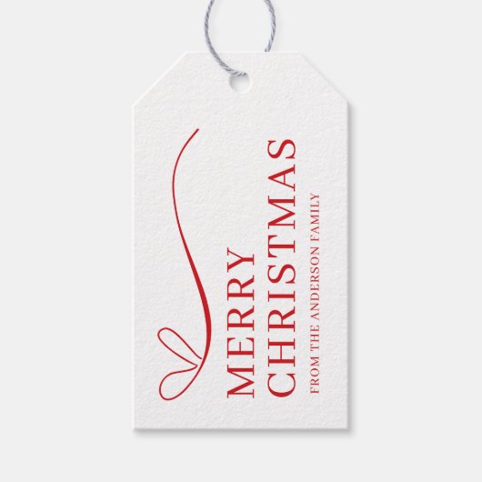 Simple white red modern Merry Christmas Cadeaulabel (Voorkant)