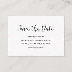 Simple White Save the Date with Wedding Website Informatiekaartje