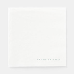 Simple White Seafoam Couple Names Luncheon Servet