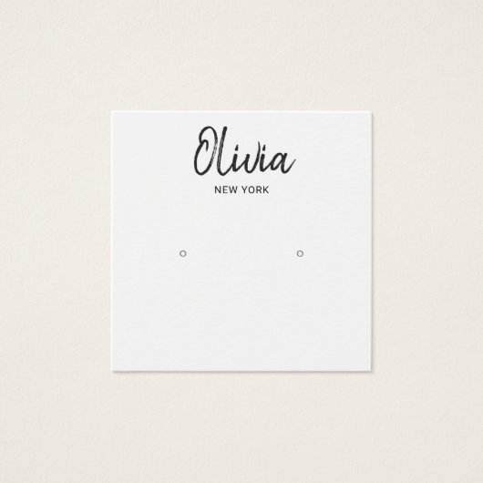 Simple White Square Stud Earring Display Kaart (Voorkant)