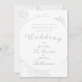 Simple White Winter Floral Wedding Invite Kaart (Voorkant)