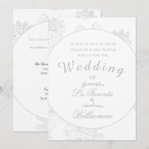Simple White Winter Floral Wedding Invite Kaart