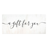 Simple White Wood Script Cadeaubon Reclamekaart (Voorkant)