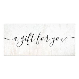 Simple White Wood Script Cadeaubon Reclamekaart