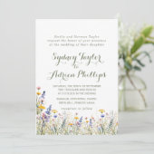 Simple Widlflower Formal Wedding Invitation Kaart (Staand voorkant)