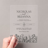 Simple Wildflower Boho Wedding Modern Acryl Uitnodigingen (Insitu (Draagbaar))