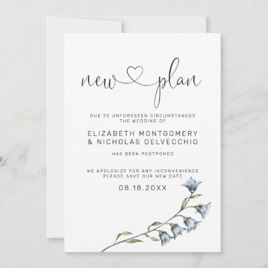 Simple Wildflower | Faire-part de mariage reporté (Devant)