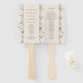 Simple Wildflower Fern beige Wedding Programme Handwaaier (Voorkant en achterkant)