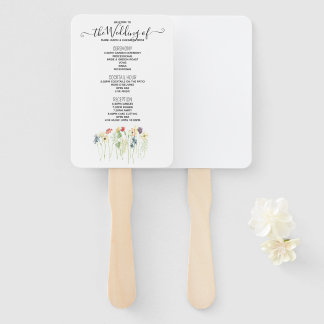 Simple Wildflower Wedding Program Hand Fan Handwaaier