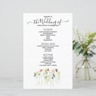 Simple Wildflower Wedding Programme