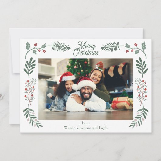 Simple Winter Foliage Single Photo Horizontal Feestdagenkaart (Voorkant)