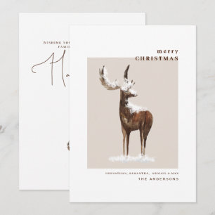 Simple Winter Waterverf Woodland Deer Kerstmis