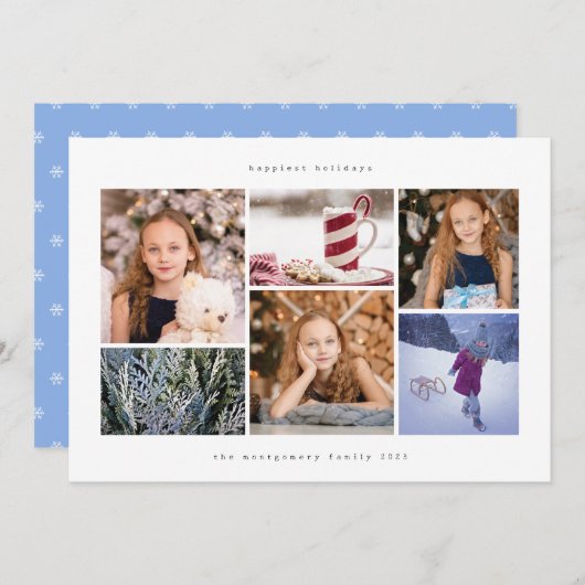 Simple Wintry Snowflake Joyeux Carte photo de vaca (Devant / Derrière)