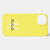 Simple Yellow Monogram Name + Initial iPhone Hoesje (Achterkant horizontaal)