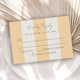 Simple Yellow OffWhite Cabana Stripes Wedding RSVP Kaartje