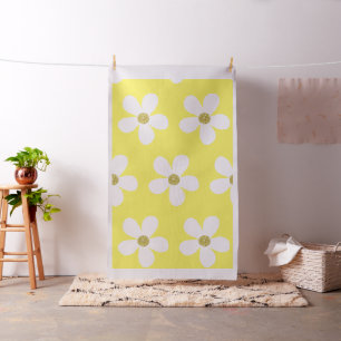 Simple Yellow White Daisy Gold Stof
