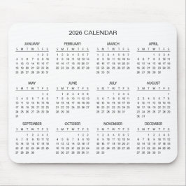 Simple Yet Elegant 2026 Calendar | Mousepad Muismat