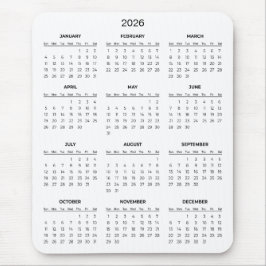 Simple Yet Elegant 2026 Calendar | Mousepad Muismat