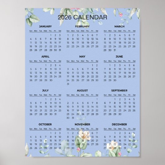 Simple Yet Elegant Floral 2026 Calendar | Poster (Voorkant)