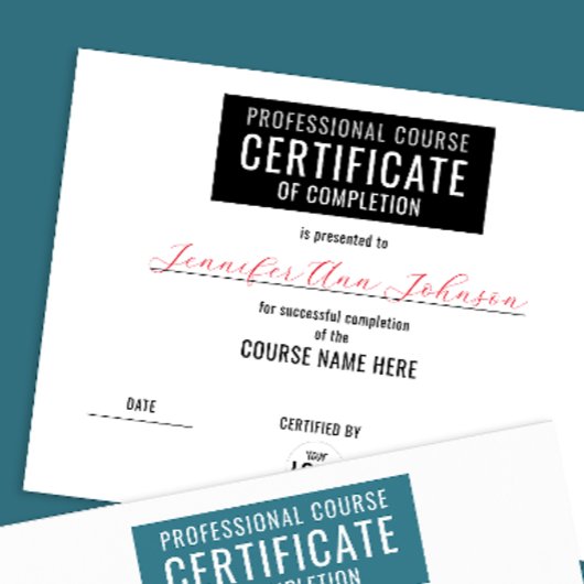 Simple Zwart Wit Certificaat van voltooiing Award