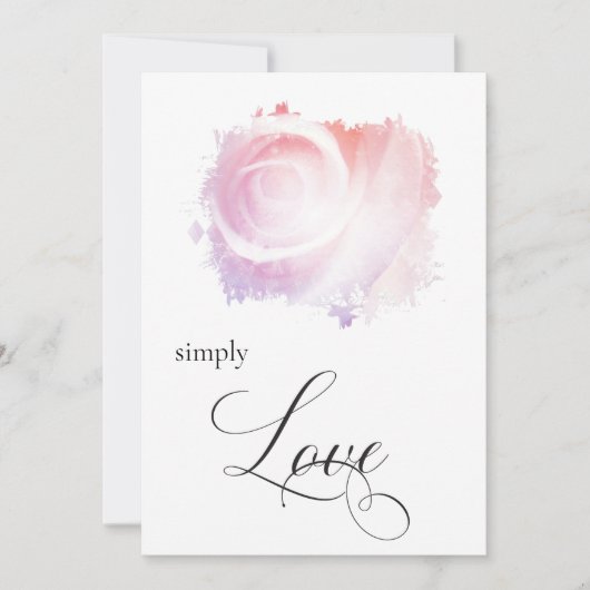 "SIMPLEMENT AIMER Pastel Rose Floral Invitation (Devant)