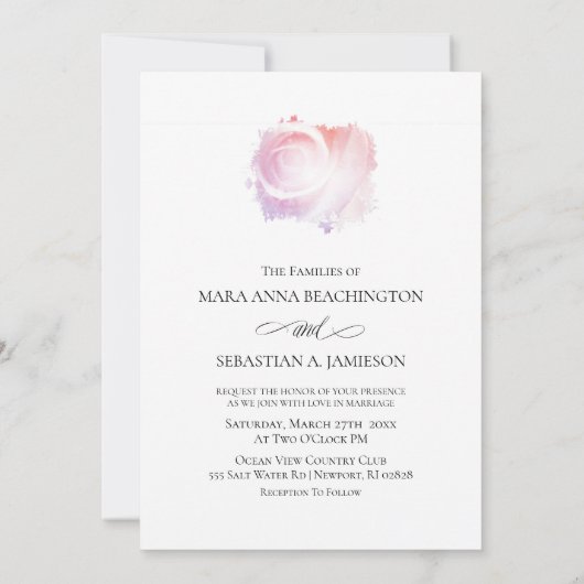 "SIMPLEMENT AIMER Pastel Rose Floral Invitation (Dos)