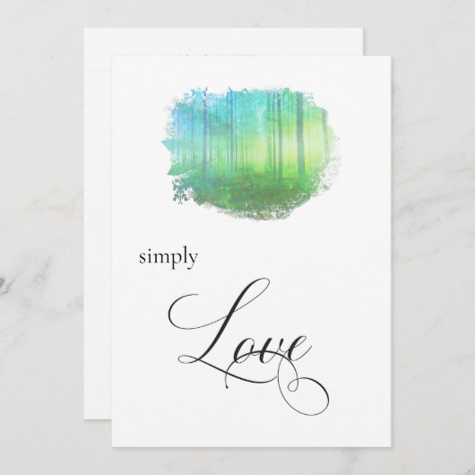 "SIMPLEMENT AIMER Rustic Forest Woods Invitation (Devant / Derrière)