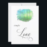 "SIMPLEMENT AIMER Rustic Forest Woods Invitation<br><div class="desc">Simply LOVE est le message écrit dans une Élégante typographie de calligraphie. Cette image Elégante mais rustique de la nature du pays est une belle photo y compris Pine Tree deciduous Tree, Forêt Bois avec des poutres de soleil brillant entre les arbres. La Nature Forêt Bois Bois Arbres Artsy Design...</div>
