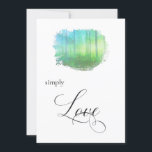 "SIMPLEMENT AIMER Rustic Forest Woods Invitation<br><div class="desc">Simply LOVE est le message écrit dans une Élégante typographie de calligraphie. Cette image Elégante mais rustique de la nature du pays est une belle photo y compris Pine Tree deciduous Tree, Forêt Bois avec des poutres de soleil brillant entre les arbres. La Nature Forêt Bois Bois Arbres Artsy Design...</div>