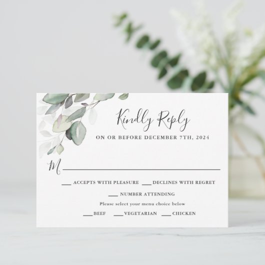 Simplement Beau Mariage RSVP Avec Choix De Repas (Debout devant)