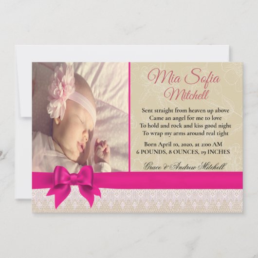 Simplement Belle Bébé Faire-part de naissance fill (Devant)