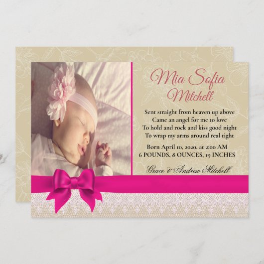 Simplement Belle Bébé Faire-part de naissance fill (Devant / Derrière)