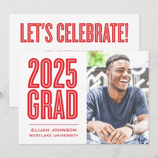 SIMPLEMENT BOLD 2025 GRAD PHOTO GRAD INVITATION (Devant / Derrière)