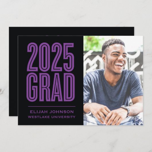 SIMPLEMENT BOLD 2025 GRAD PHOTO GRAD INVITATION (Devant / Derrière)