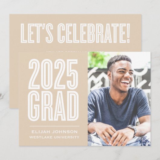 SIMPLEMENT BOLD 2025 GRAD PHOTO GRAD INVITATION (Devant / Derrière)