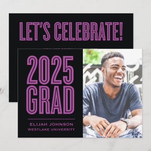 SIMPLEMENT BOLD 2025 GRAD PHOTO GRAD INVITATION (Devant / Derrière)