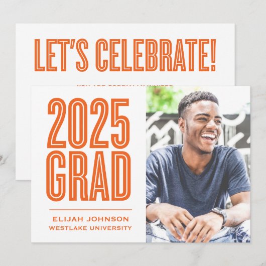 SIMPLEMENT BOLD 2025 GRAD PHOTO GRAD INVITATION (Devant / Derrière)