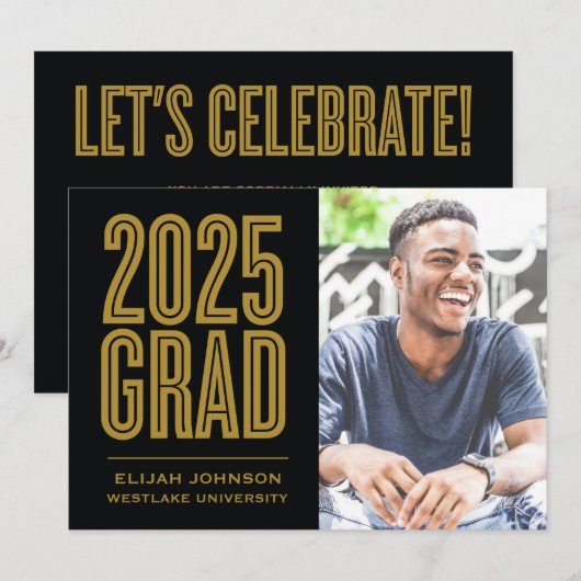 SIMPLEMENT BOLD 2025 GRAD PHOTO GRAD INVITATION (Devant / Derrière)
