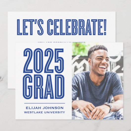 SIMPLEMENT BOLD 2025 GRAD PHOTO GRAD INVITATION (Devant / Derrière)