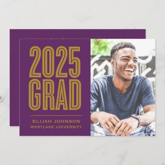 SIMPLEMENT BOLD 2025 GRAD PHOTO GRAD INVITATION (Devant / Derrière)