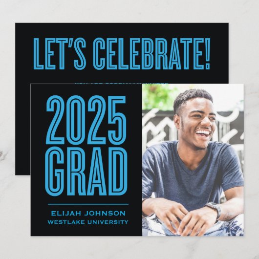 SIMPLEMENT BOLD 2025 GRAD PHOTO GRAD INVITATION (Devant / Derrière)