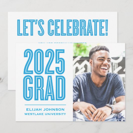 SIMPLEMENT BOLD 2025 GRAD PHOTO GRAD INVITATION (Devant / Derrière)