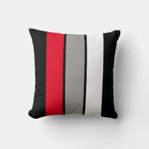 Simplement Coussin Décoratif Rouge à Rayures 3 Ban